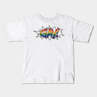 Halftone Gay Pride Typography with Rainbow Flag Background Kids T-Shirt